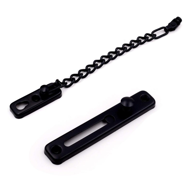 KINJOEK 2 Pack Door Chain Lock, KINJOEK Stainless Steel Security Chain Guard with Spring Anti Theft Press Lock, Heavy Duty Polished Door Latch with Screws, Black - Image 5